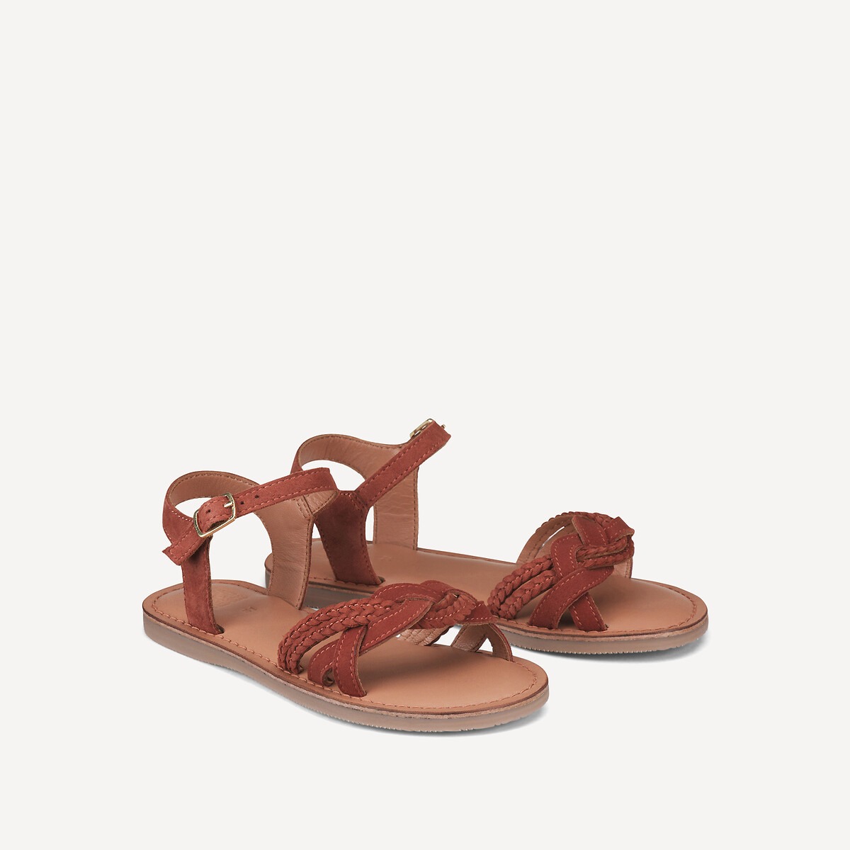 La Redoute Collections Suede Plaited Sandals Terracotta Size 26 (8.5) Kids