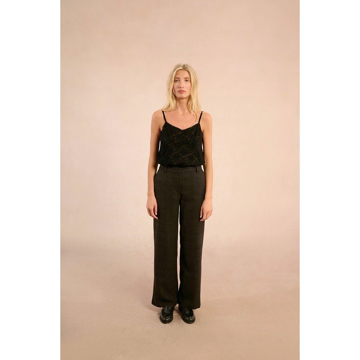 Molly Bracken Checked Straight Trousers Women's Black Medium