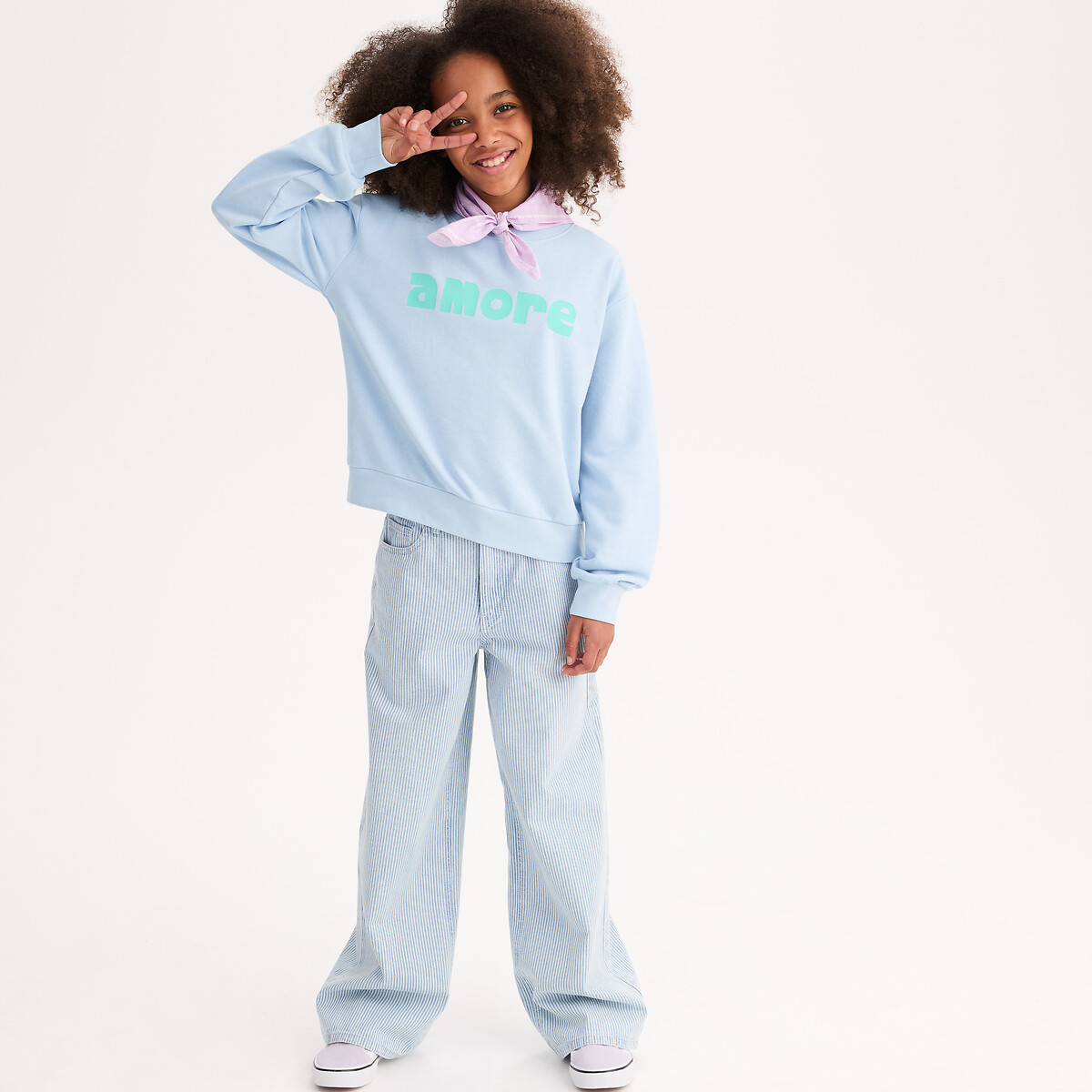 La Redoute Collections Fleece Crew-neck Sweatshirt, Opdruk Amore