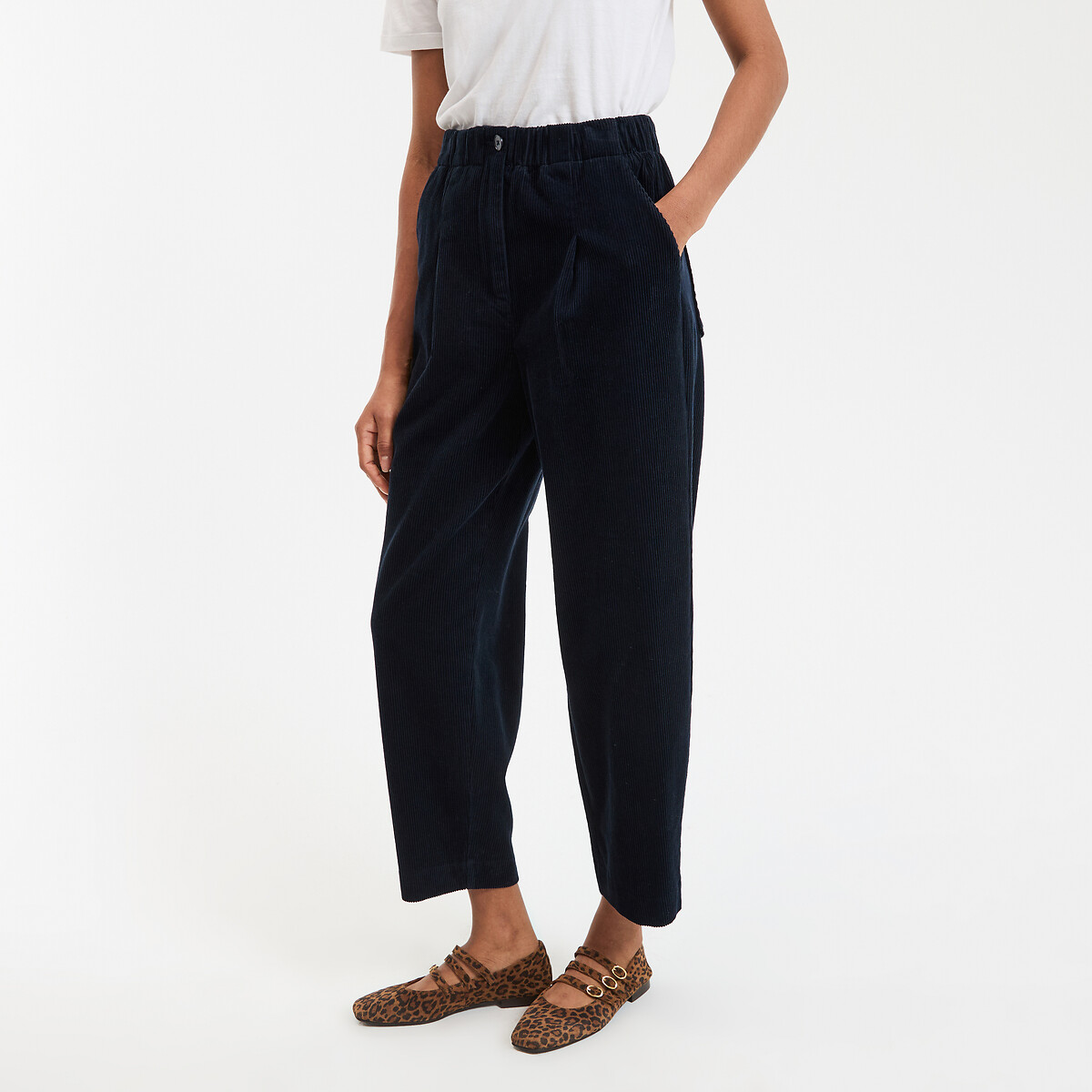 LA REDOUTE COLLECTIONS Carrot broek in ribfluweel met hoge taille