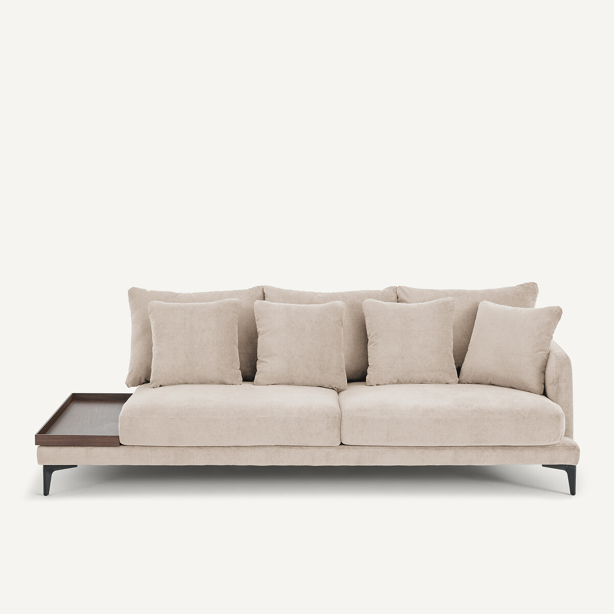 EMMANUEL GALLINA X AM.PM Halve bank met tafelblad van stoned fluweel, MODERNISTE