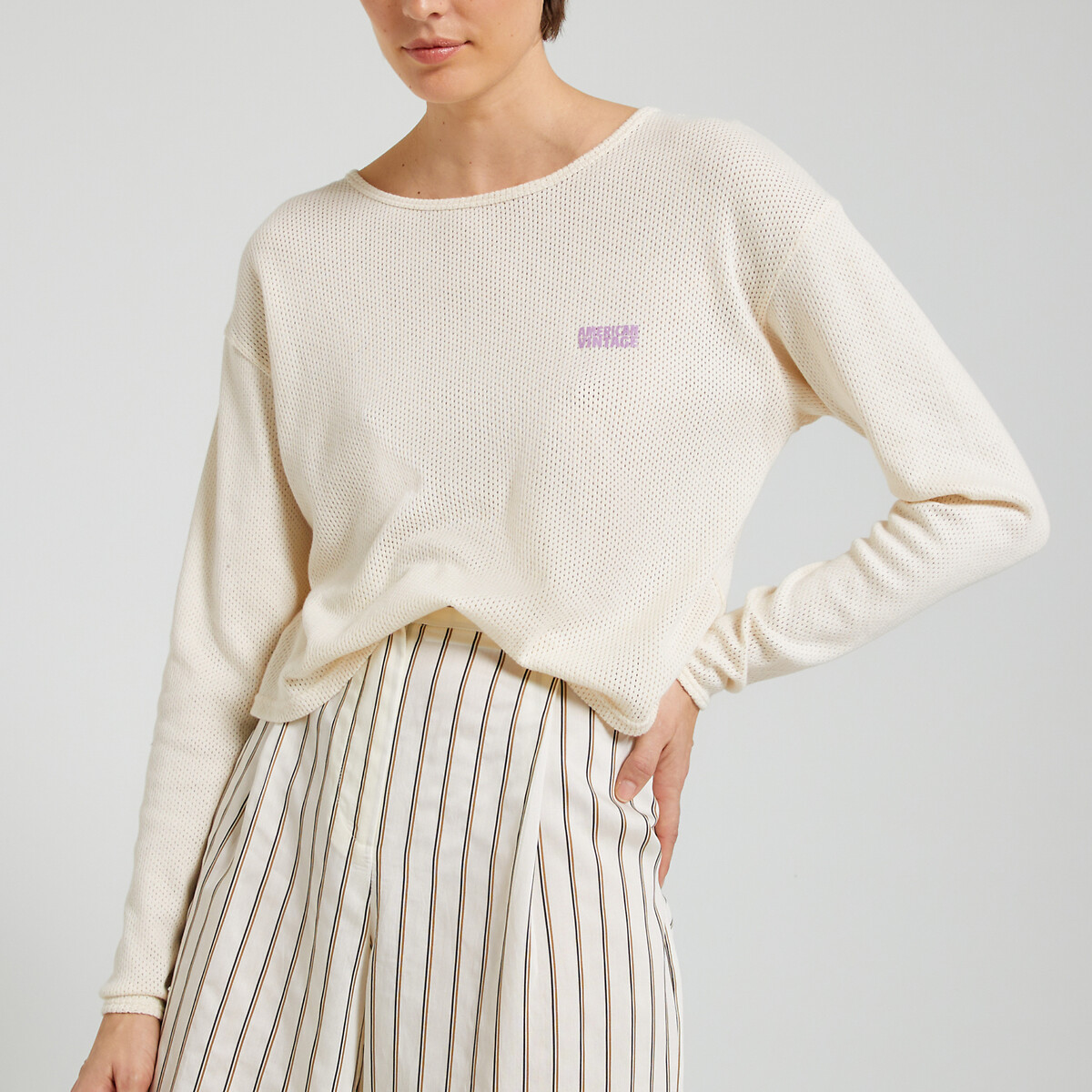 Vifabeach Organic Cotton T-Shirt With Boat Neck And Long Sleeves