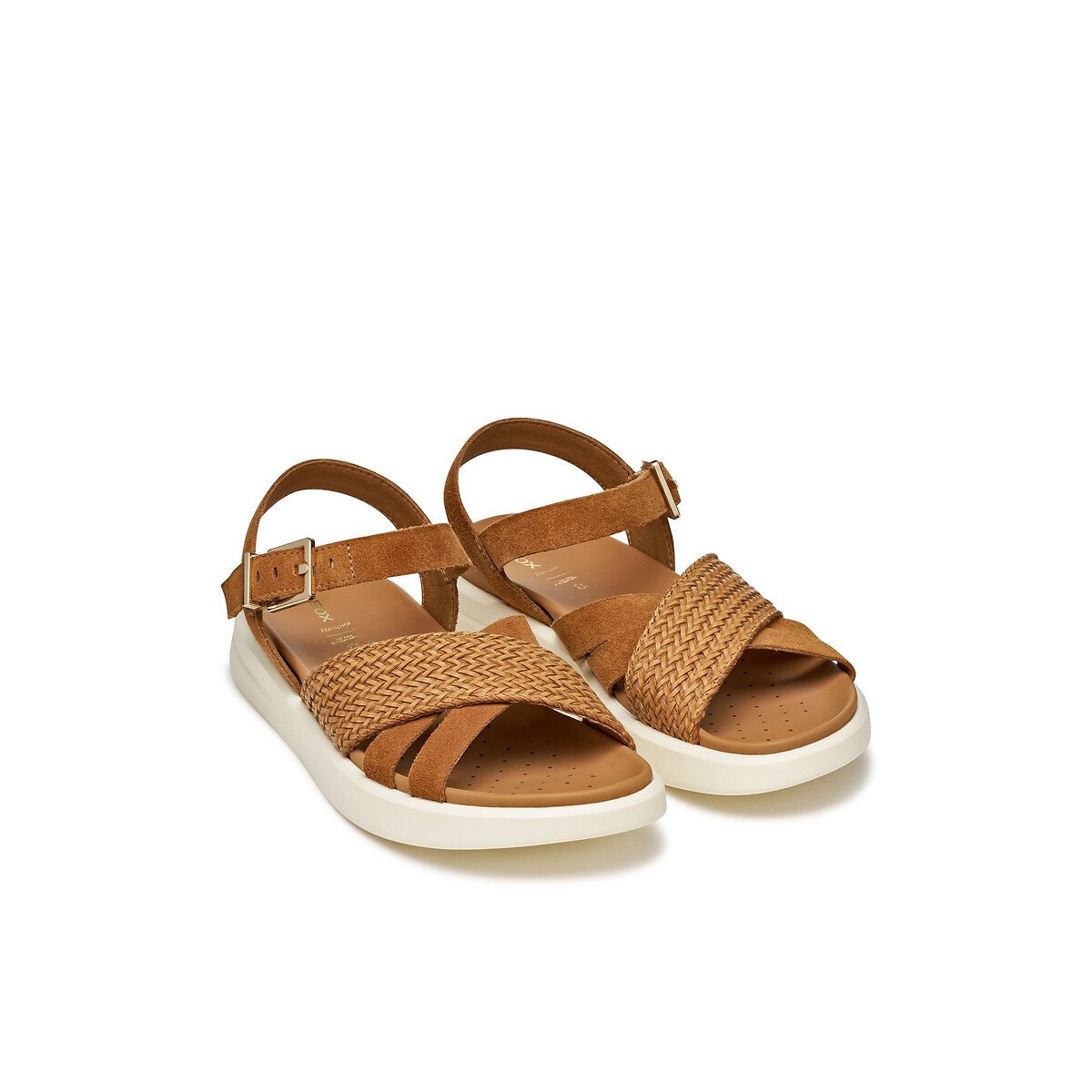 Geox Xand 2S Leather Sandals Women's Cognac Size 36 (3.5)