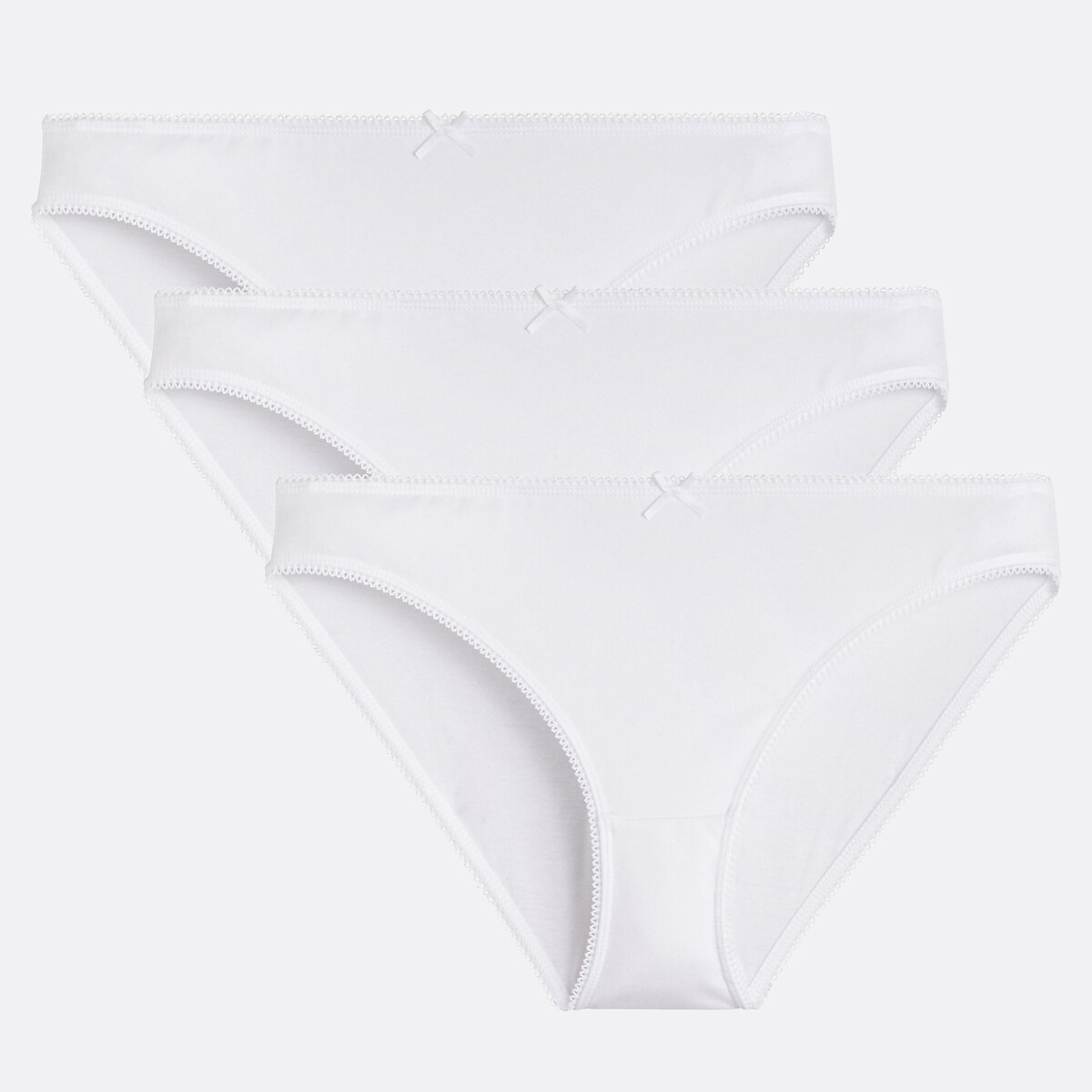 La Redoute Collections Lote de 3 braguitas de algodón elástico. Blanco