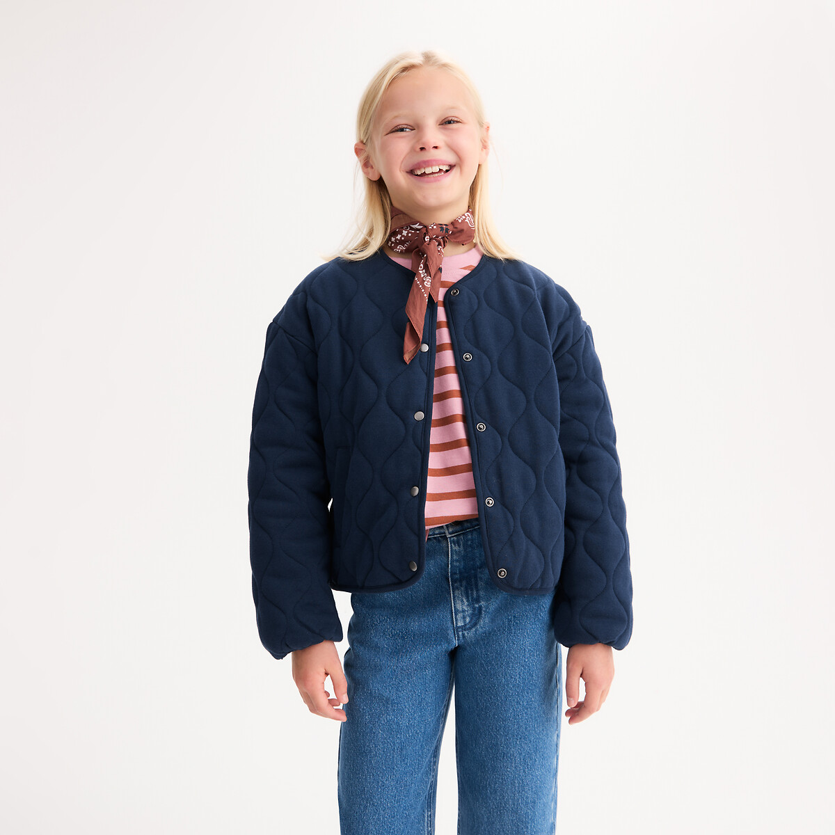 La Redoute Collections Quilted Sweatshirt With Press-Stud Fastening Navy Blue 12Y (150Cm)