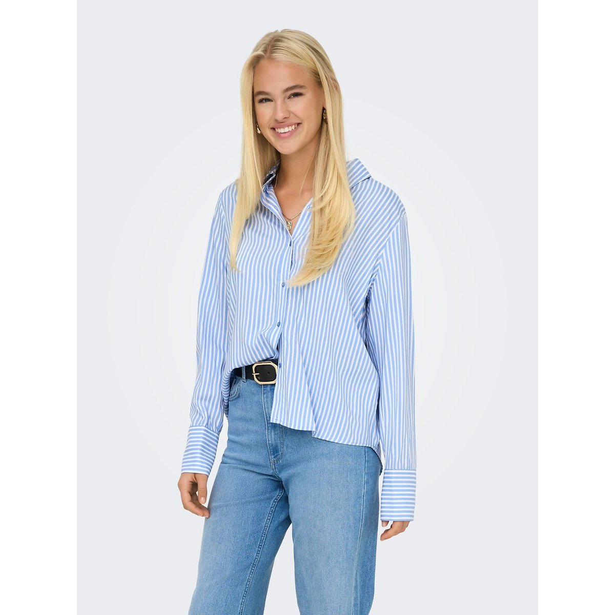 Only Striped Shirt Women's Sky Blue/White Extra Small