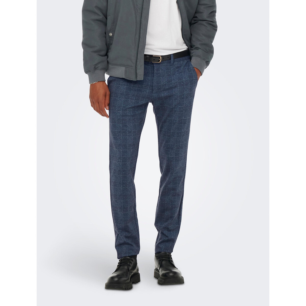 Mark Slim Stretch Trousers In Check Print