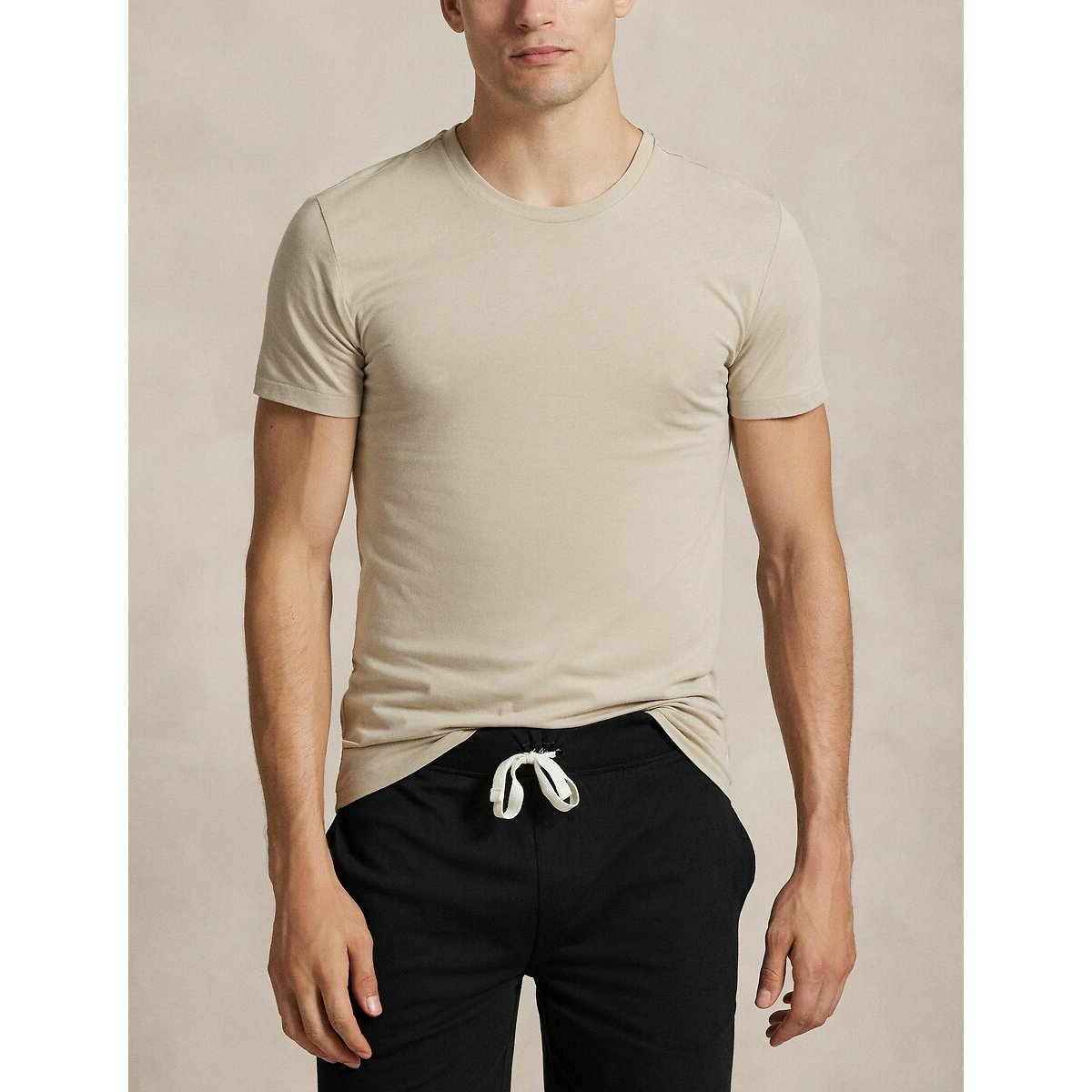 Polo Ralph Lauren Lote de 3 camisetas slim-fit de cuello redondo. Talla L. Color Beige