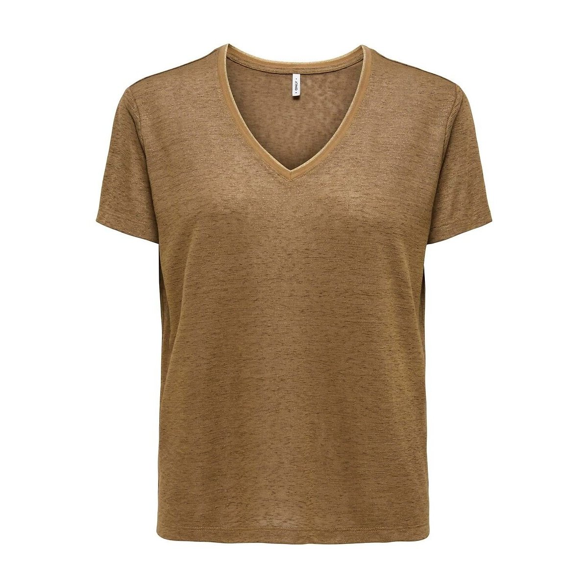 Only V-Neck T-Shirt Women's Camel Medium