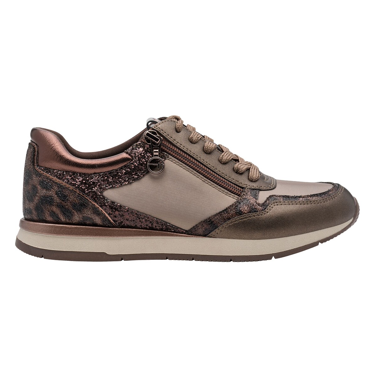Tamaris Zip-Up Trainers Women's Taupe Size 37 (4)