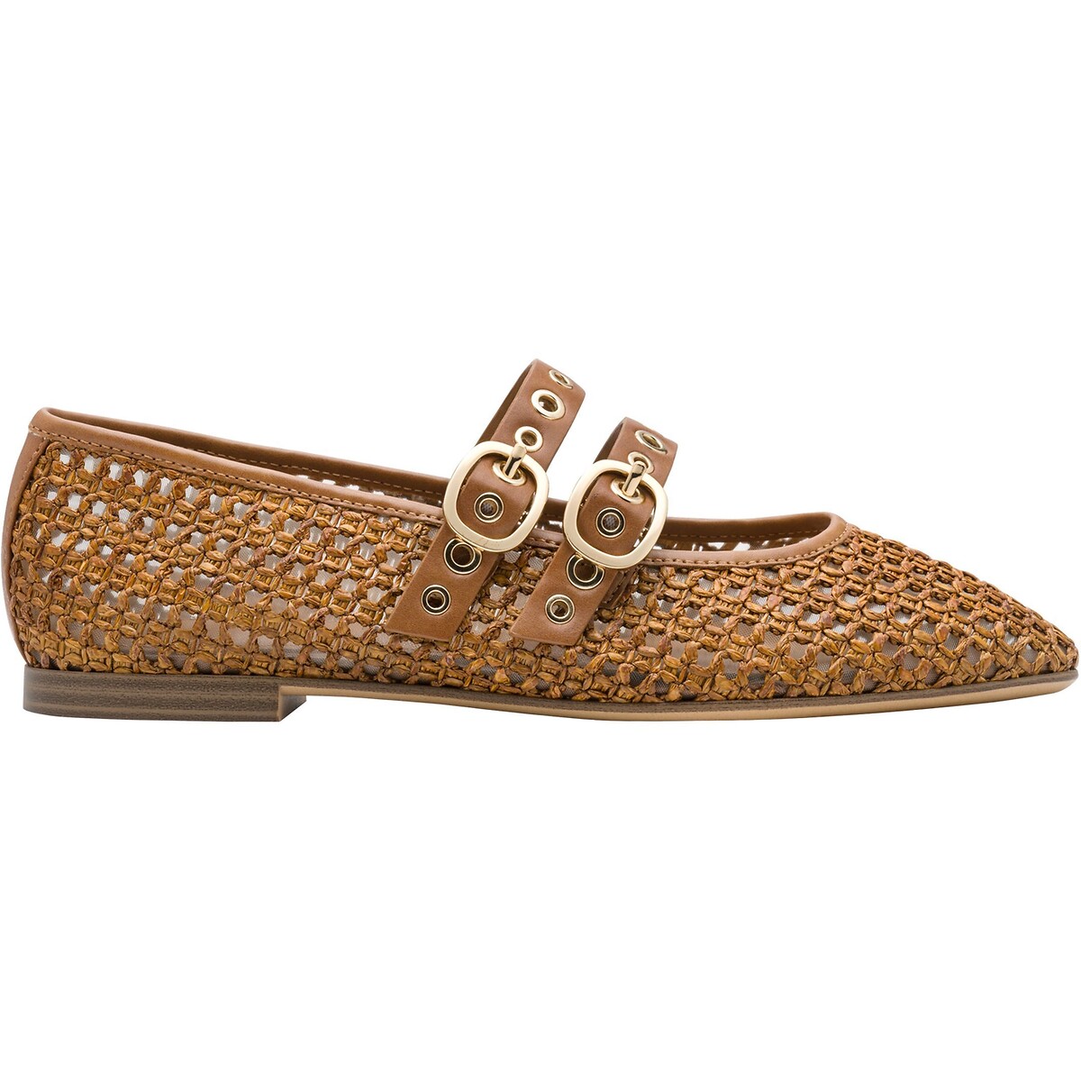 Tamaris Openwork Mary Jane Ballet Pumps Women's Cognac Size 39