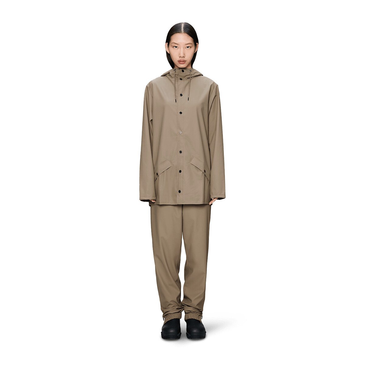 Rains Unisex Hooded Waterproof Jacket, Jacket Women's Beige Small