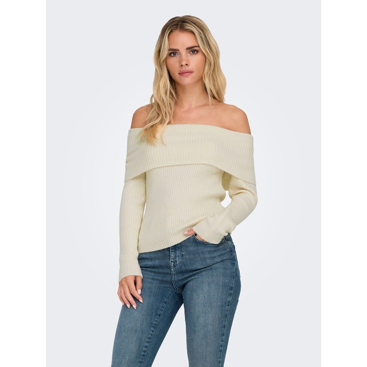 Only Cold Shoulder Jumper Women's Ecru Large