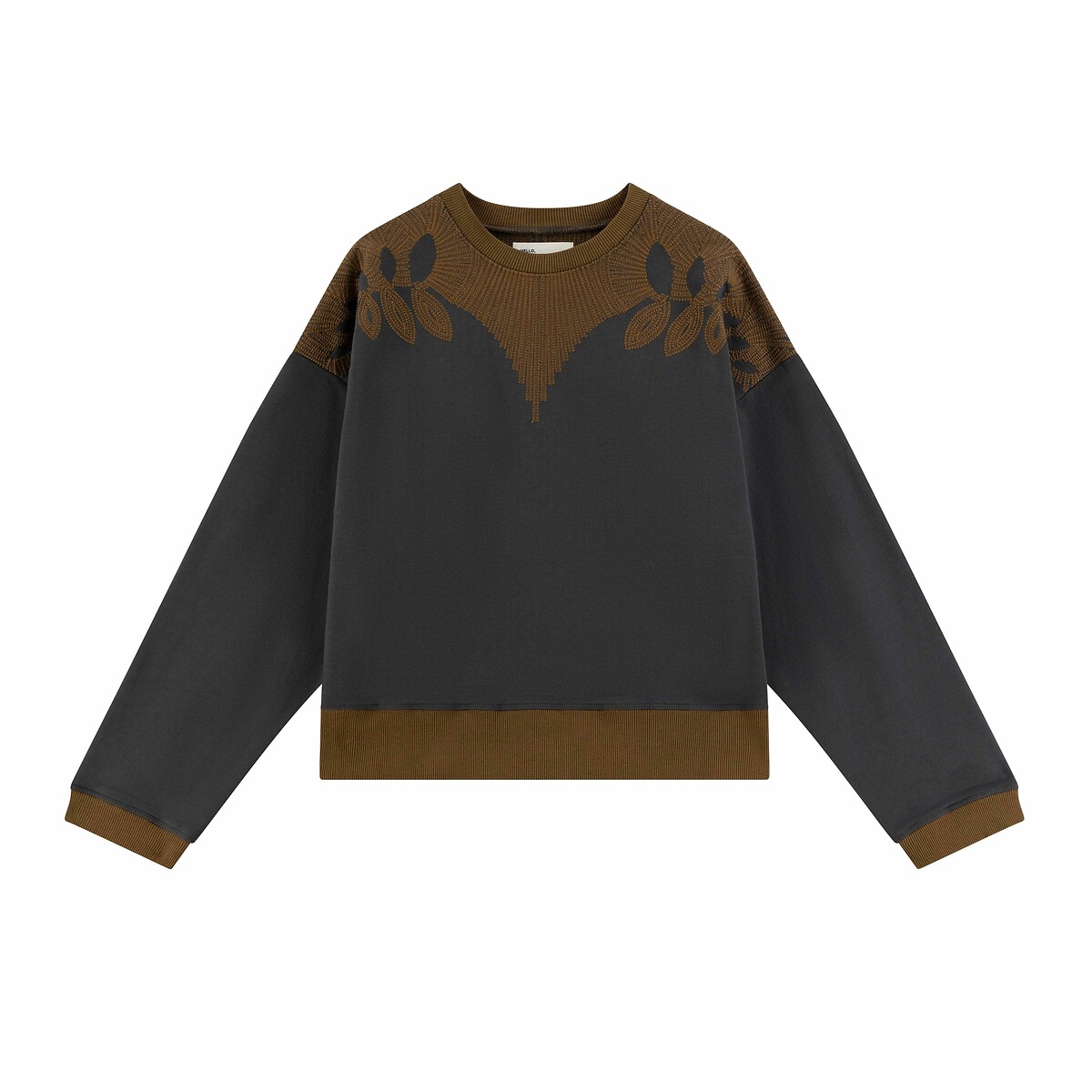 Sweat com gola redonda e pormenores bordados, Siena, Leon & Harper