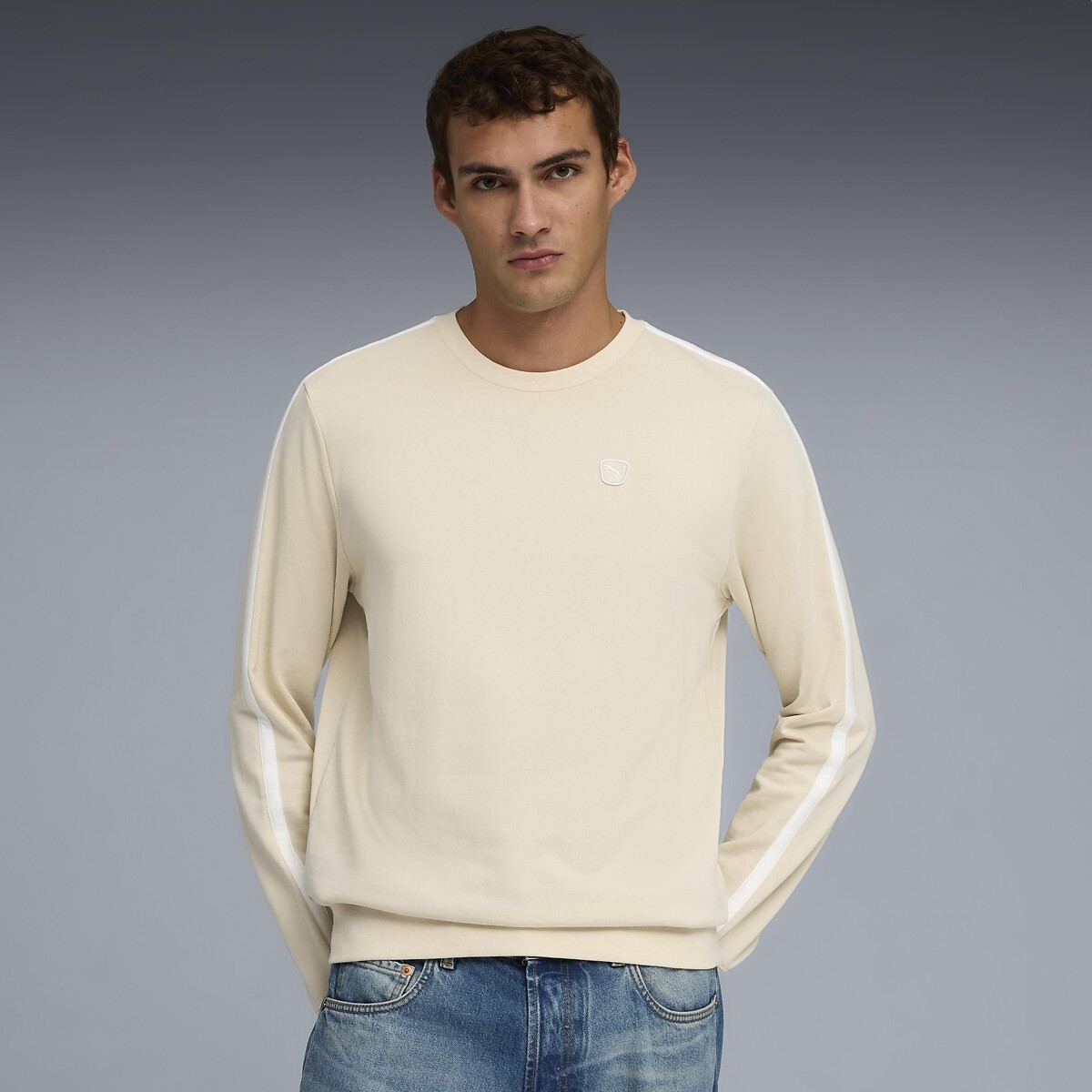 Puma Essential Crew Neck Sweatshirt Men's Cream Medium