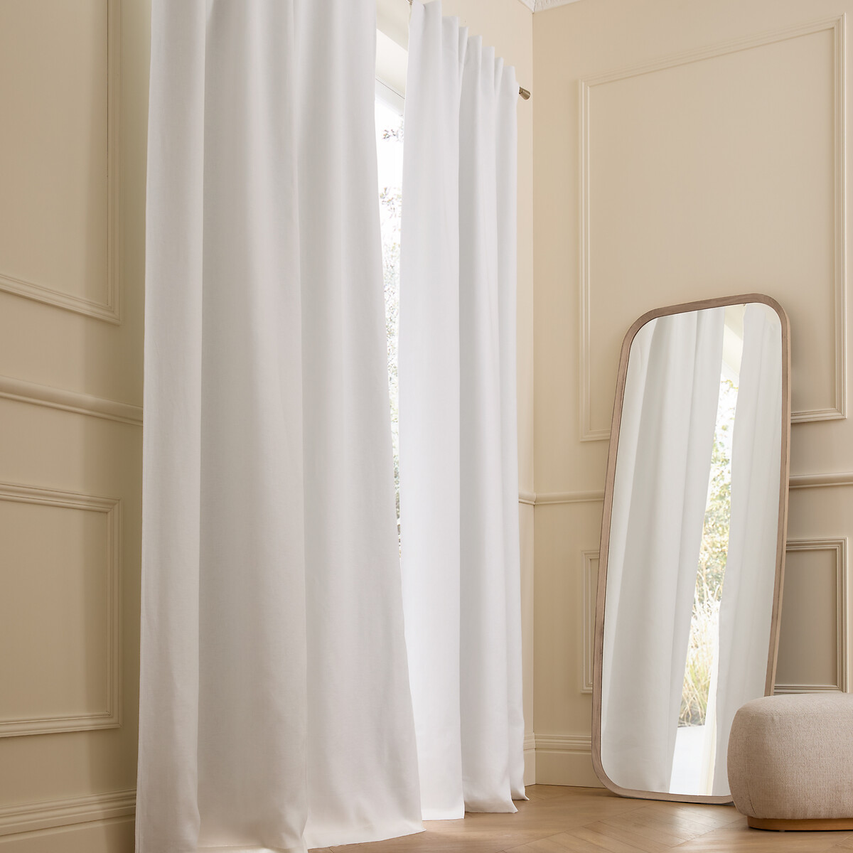 Am.pm Private Blackout Curtain In Washed Linen With Concealed Tabs Unisex White Size W140 X D220cm