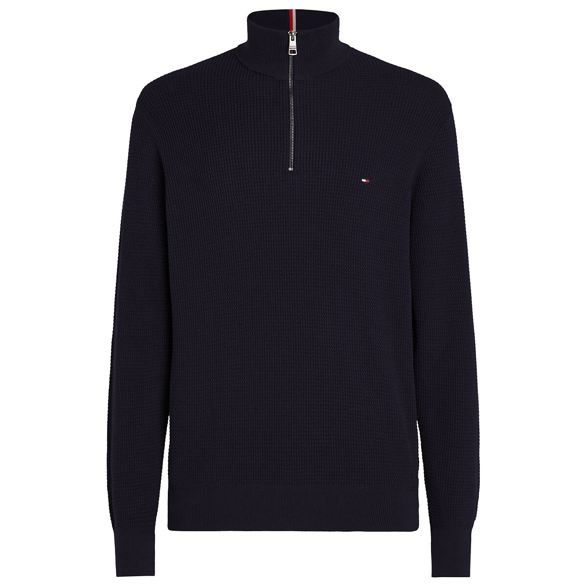 Tommy Hilfiger Men's Dark Blue Cotton Half Zip Jumper Small