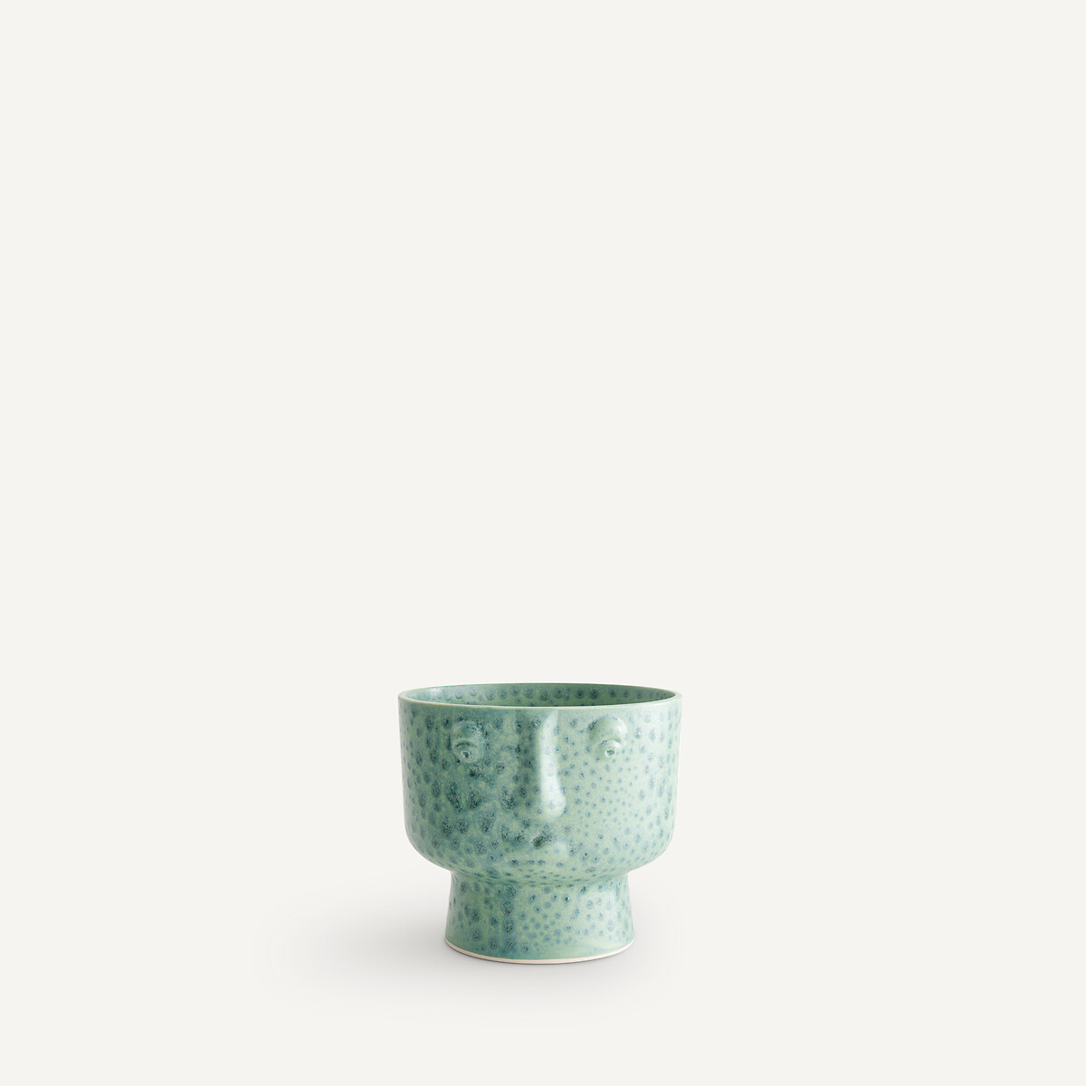 Am.pm Lesego 15Cm High Enamelled Ceramic Face Flower Pot Unisex Green