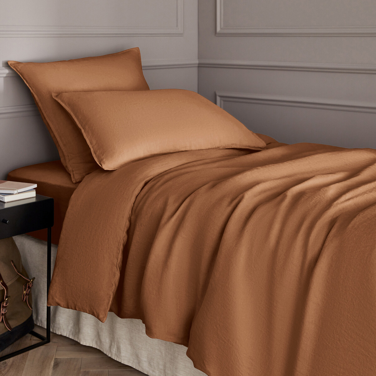 Am.pm Elina Washed Linen Child's Duvet Cover Unisex Pecan Single (140X200cm)