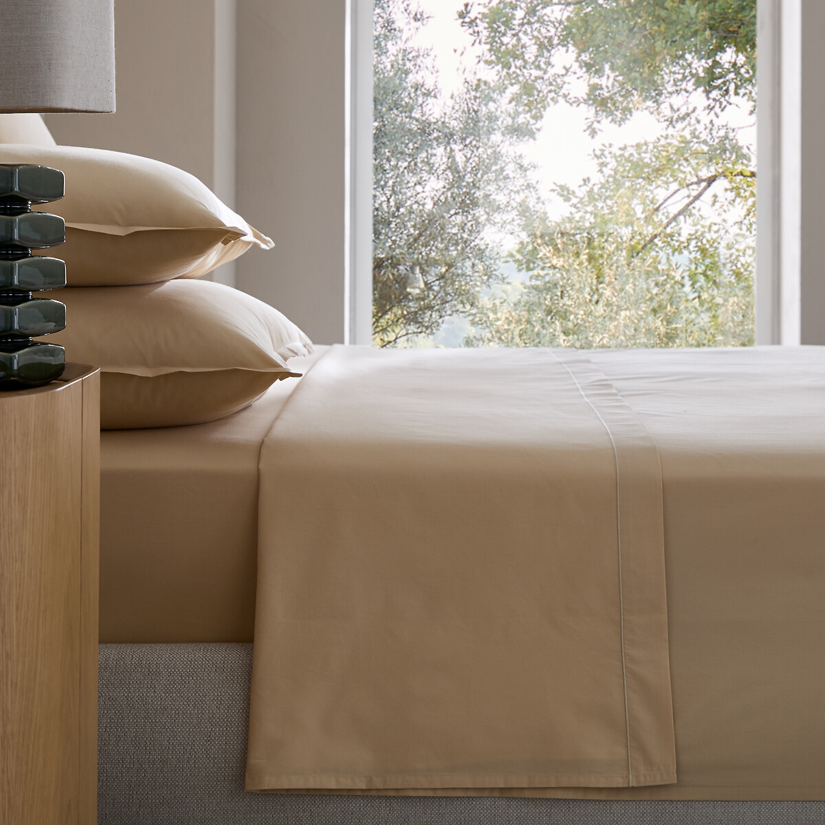 Am.pm Veneto Flat Sheet In Cotton Percale Unisex Camel Double (240X300cm)