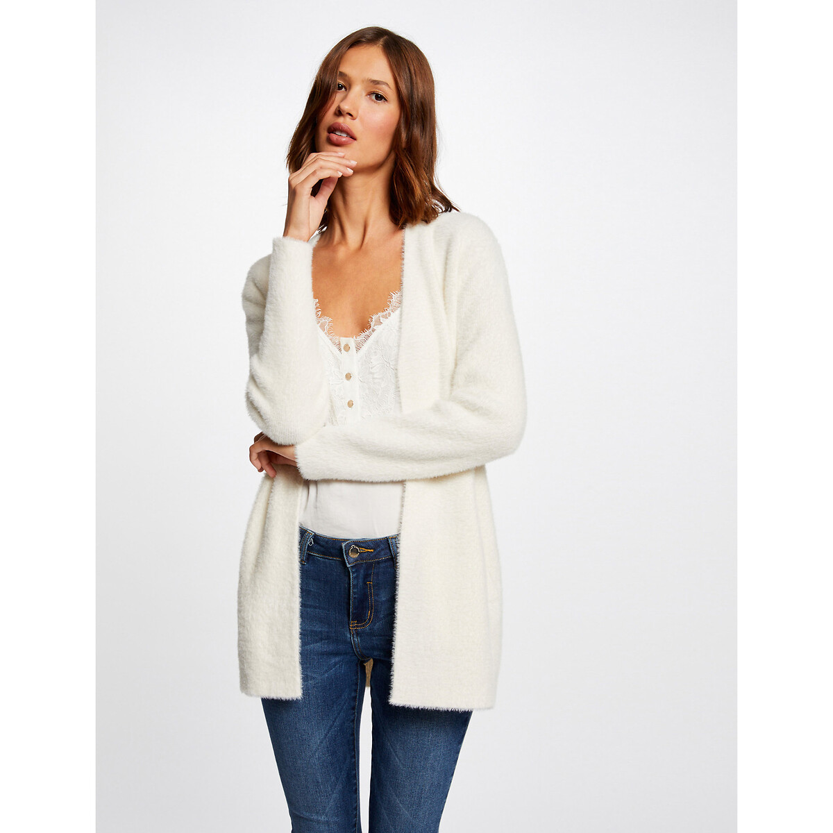 Morgan Long Cosy Knit Cardigan Women's Ivory Small