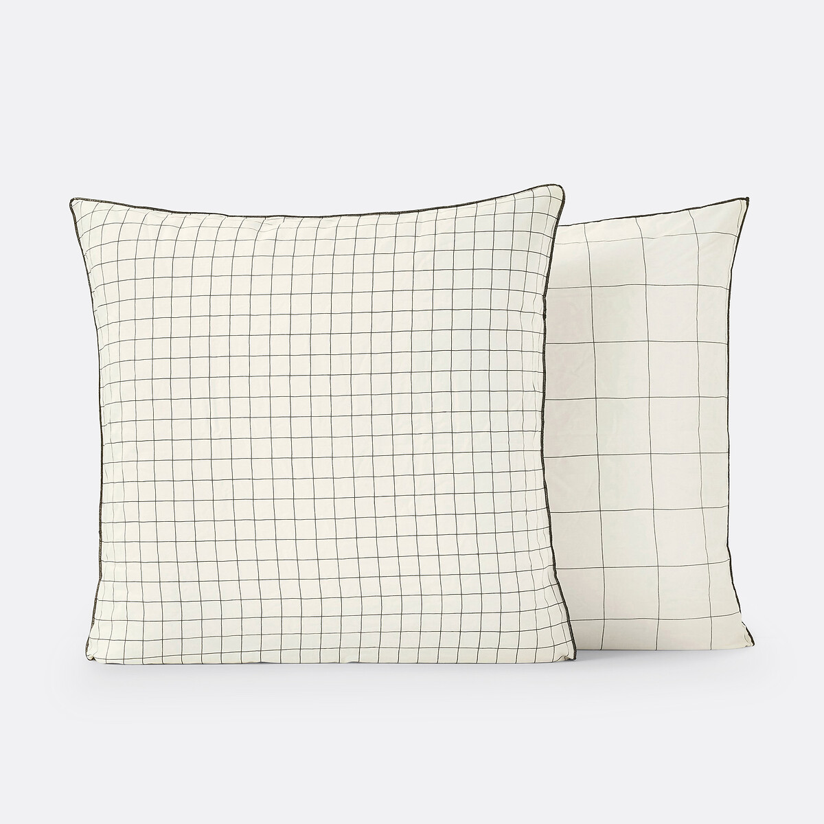 La Redoute Interieurs Basile Washed Cotton Pillowcase Unisex Check Print Standard (50X70cm)