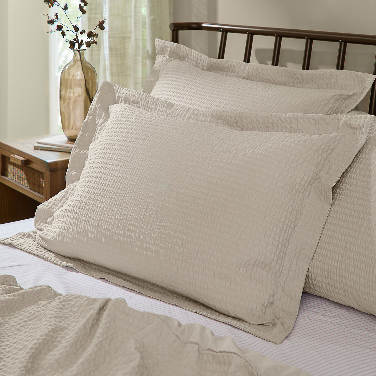 Yard Hebden Relaxed Seersucker 100% Cotton Pillowcase Unisex Raw Linen Standard (50X70cm)