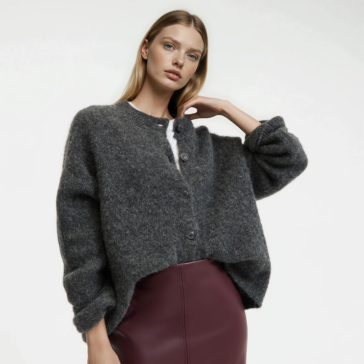 La Redoute Collections Signatures Lysandre Alpaca Blend Cardigan Women's Dark Grey Marl Small