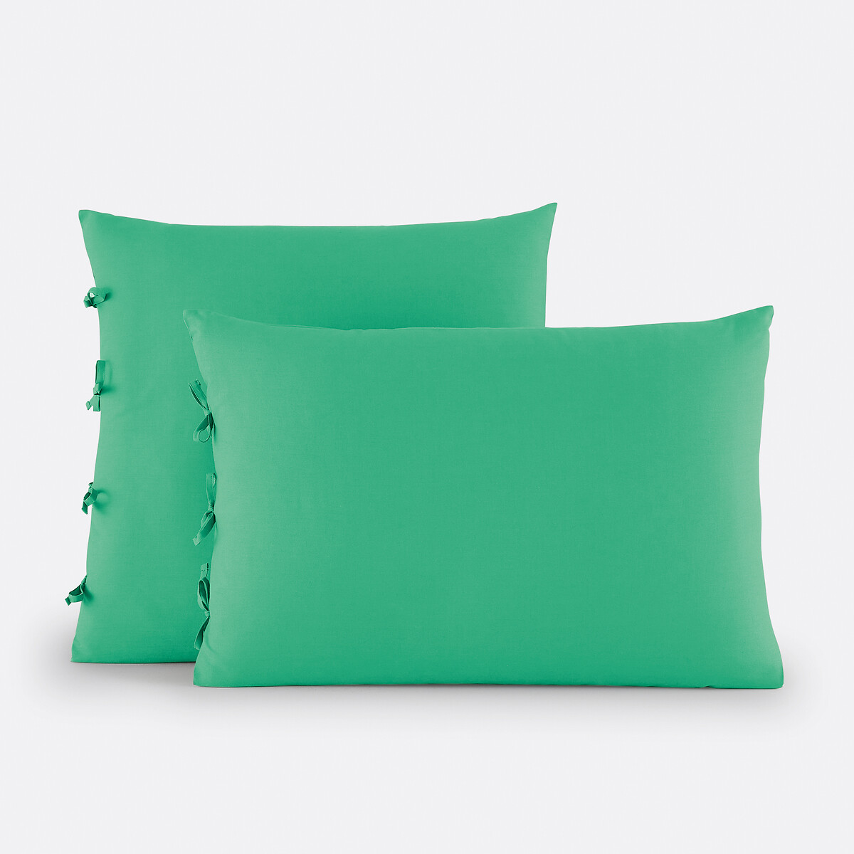 La Redoute Interieurs Scenario Plain Cotton Pillowcase With Tie Fastening Unisex Mint Standard (50X70cm)