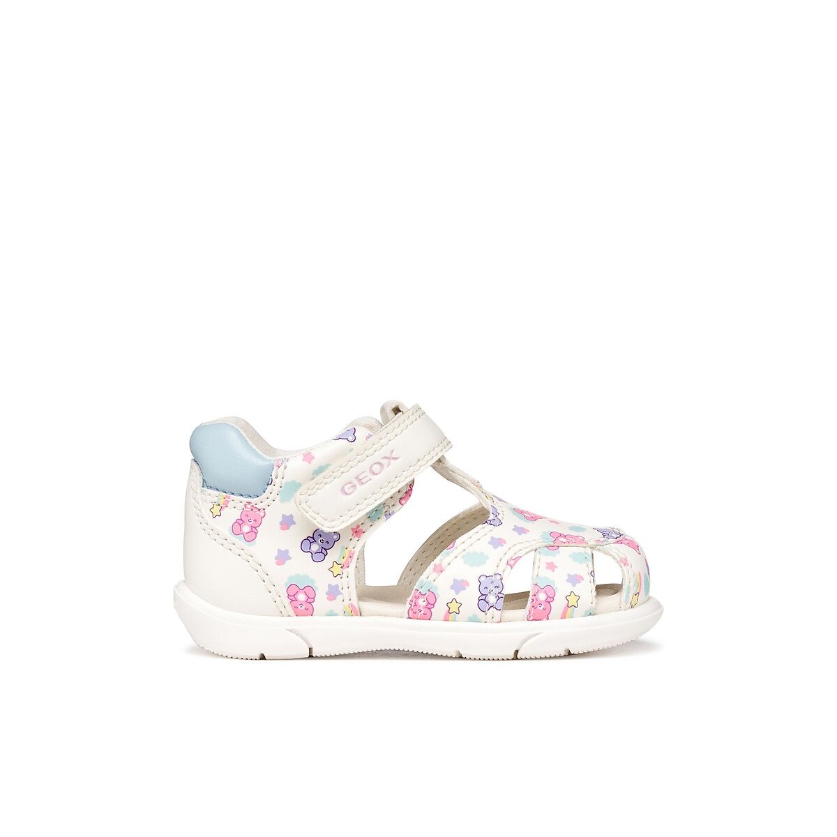 Geox Zapito First Steps Closed Sandals White/Light Blue Size 21 (4.5) Kids