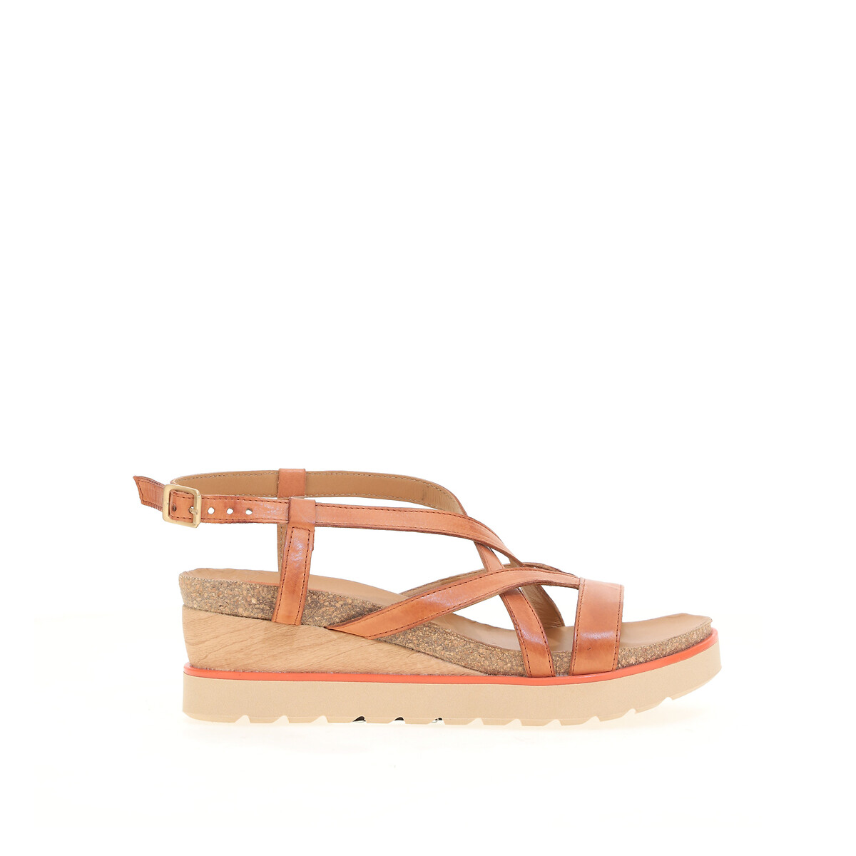 Mjus Sandalen met sleehak, in leer