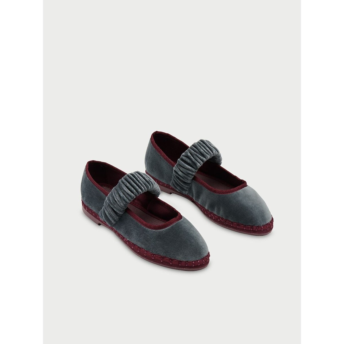 Flabelus Mafalda Velvet Ballet Pumps Women's Grey/Red Size 39