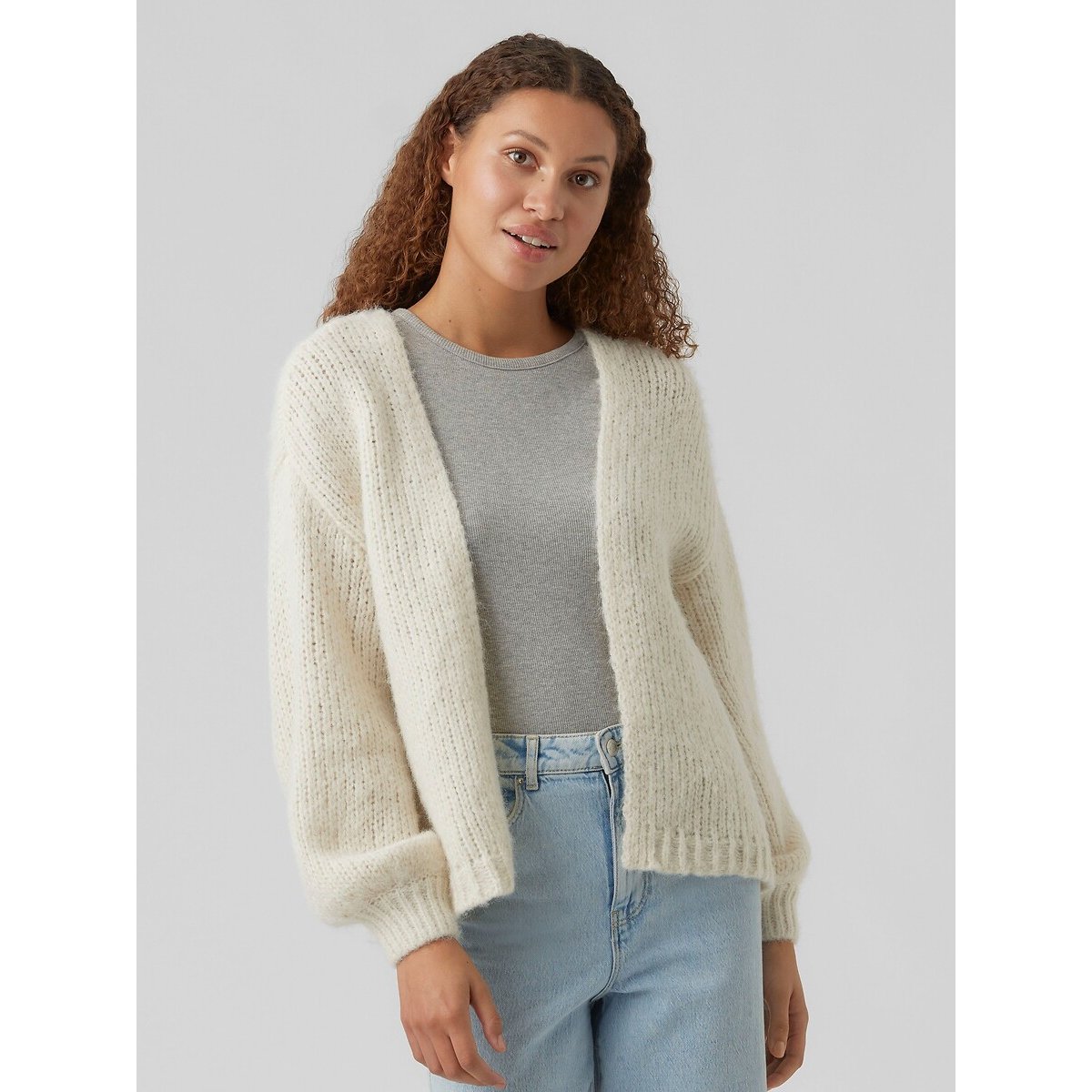 Vero Moda Chunky Knit Open Cardigan Women's Ecru Large