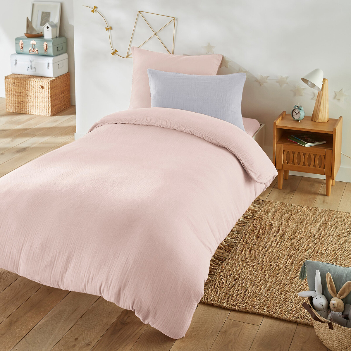 La Redoute Interieurs Kumla Children's Plain Cotton Muslin Duvet Cover Unisex Nude Double (200X200cm) Kids