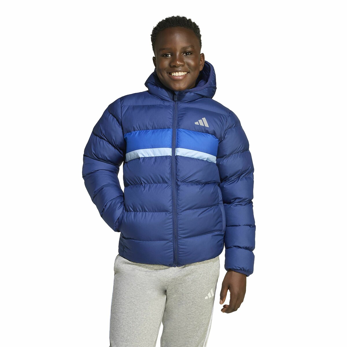 Adidas Sportswear Hooded Padded Jacket Blue Size 13