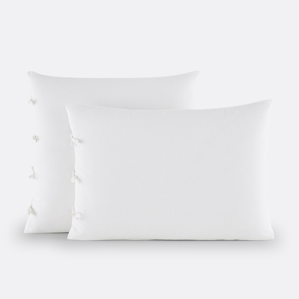 La Redoute Interieurs Scenario Plain Cotton Pillowcase With Tie Fastening Unisex White Standard (50X70cm)