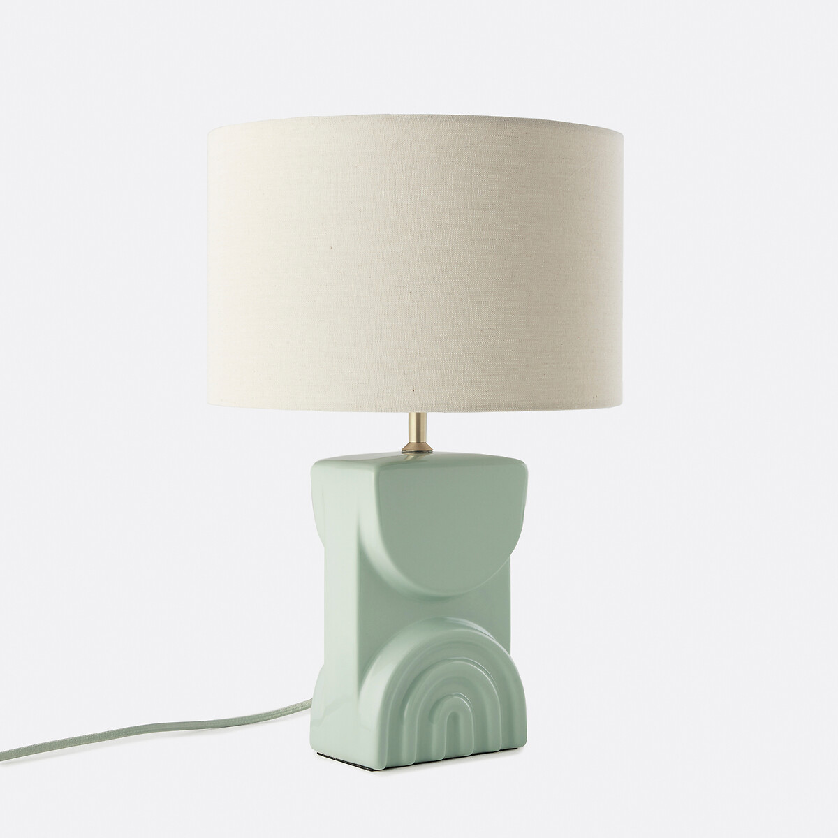 La Redoute Interieurs Topia Ceramic & Linen Table Lamp Unisex Pale Green