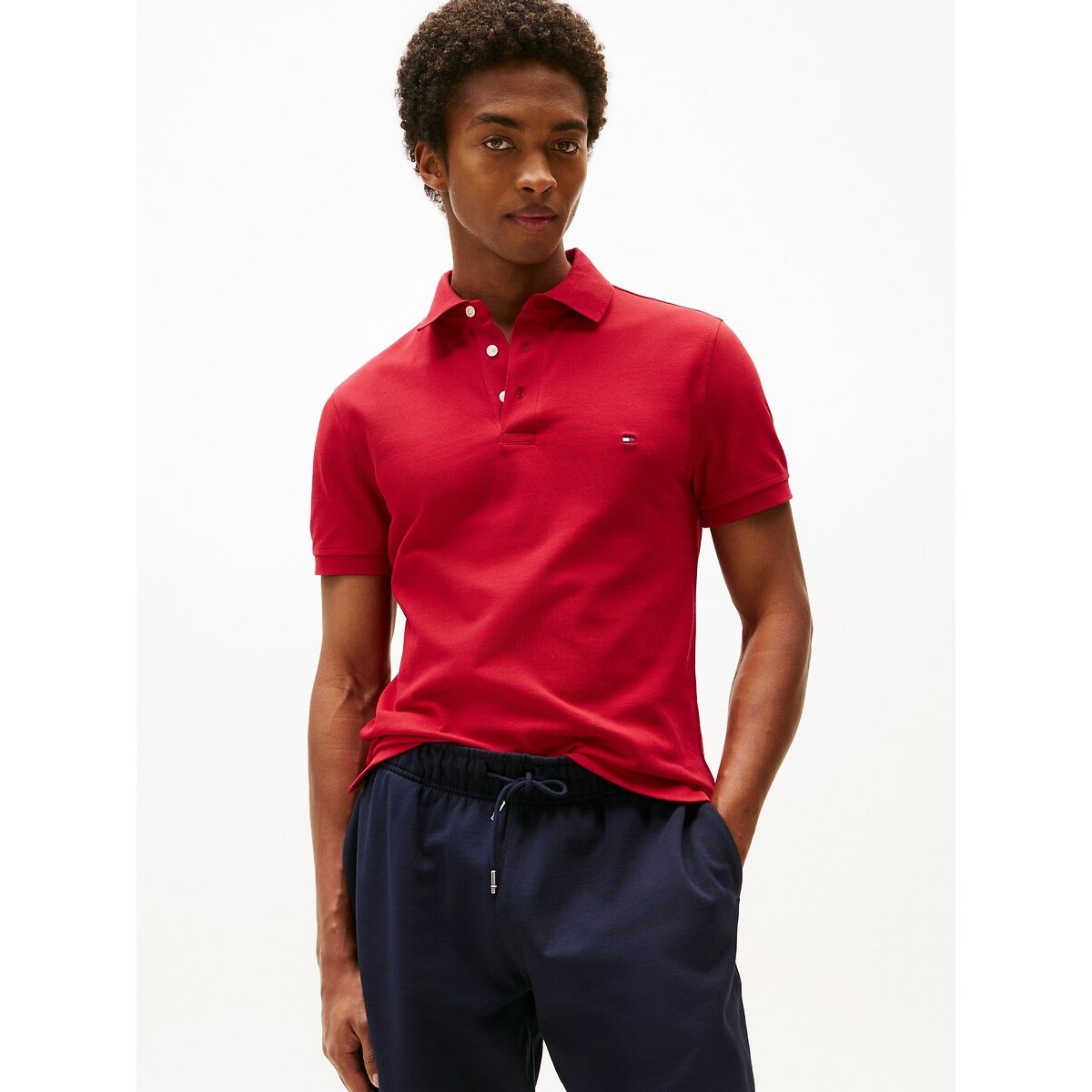 Tommy Hilfiger Fitted 1985 Cotton Pique Polo Shirt Men's Red Medium