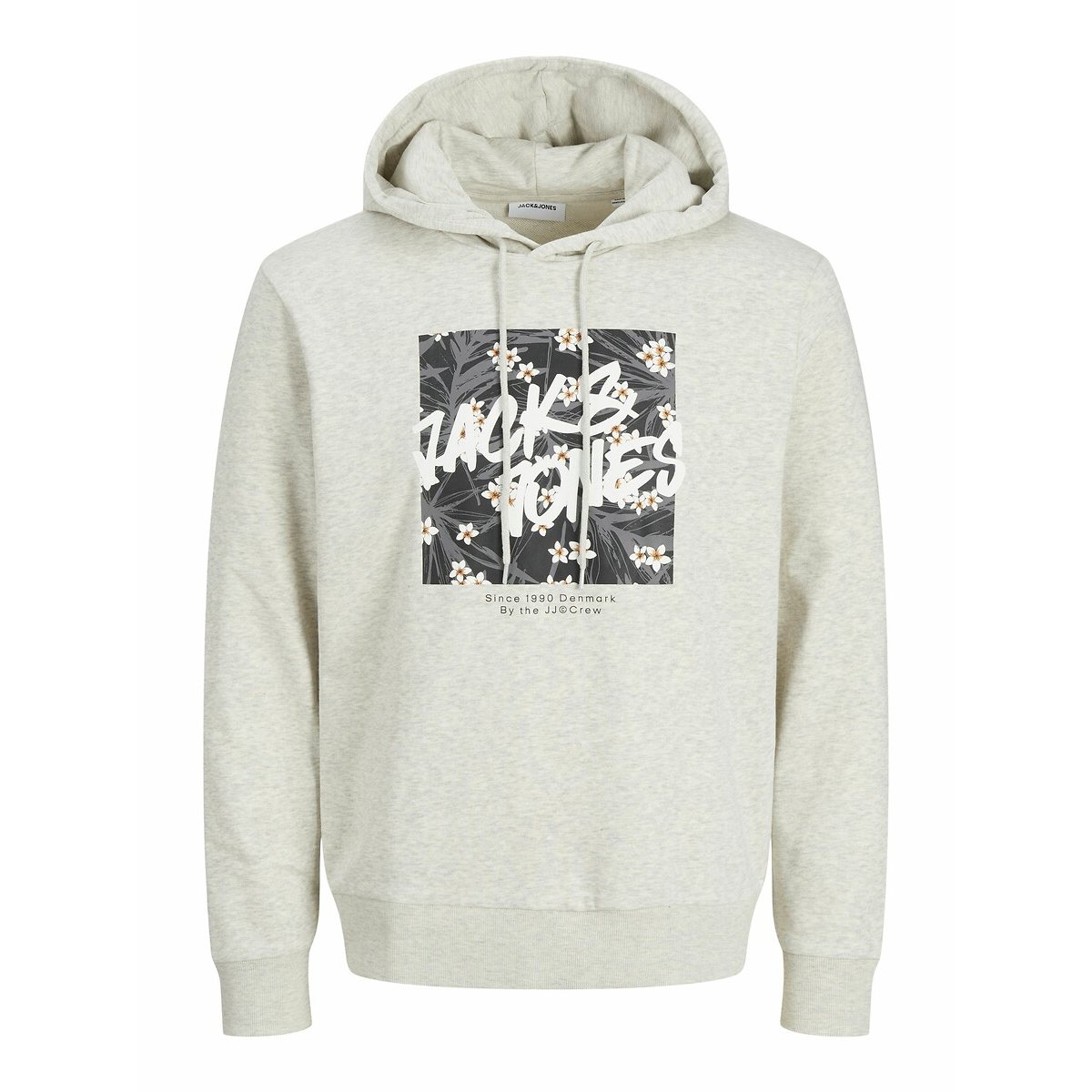 Jack & Jones Logo Print Hoodie Men's Ecru Marl Extra Large