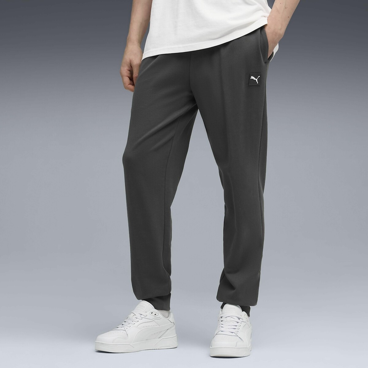 Puma Square Embroidered Logo Trousers Men's Charcoal Grey Small