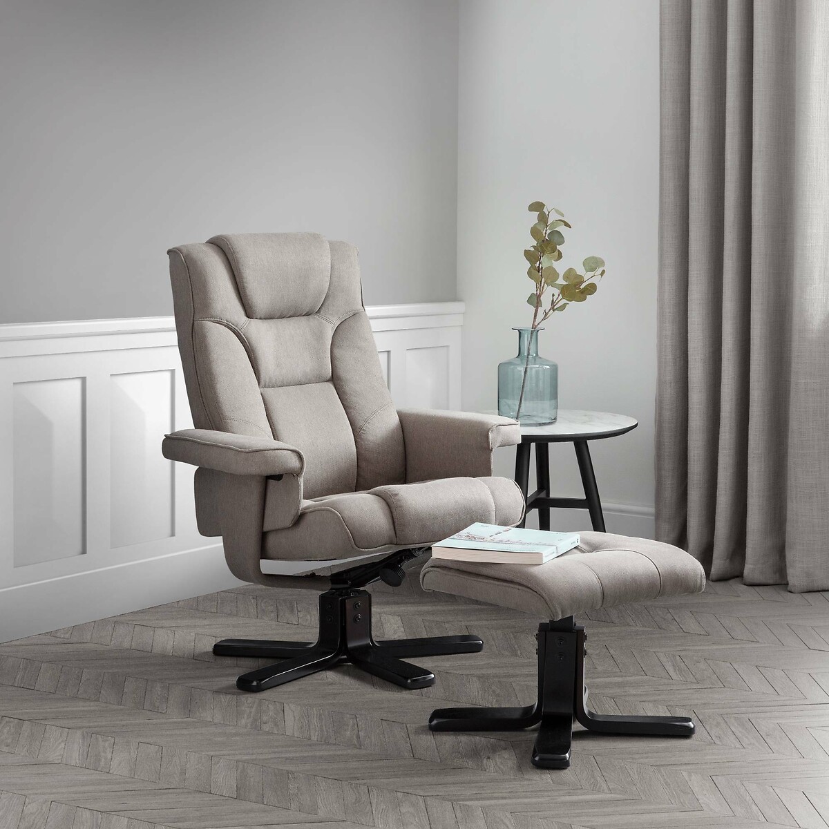 So'home Oslo Linen Reclining Chair & Stool Unisex Grey
