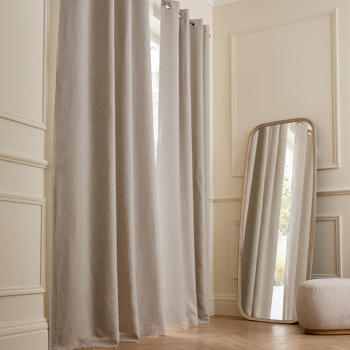 Am.pm Private Washed Linen Curtain With Eyelet Header Unisex Natural Size W140 X D220cm
