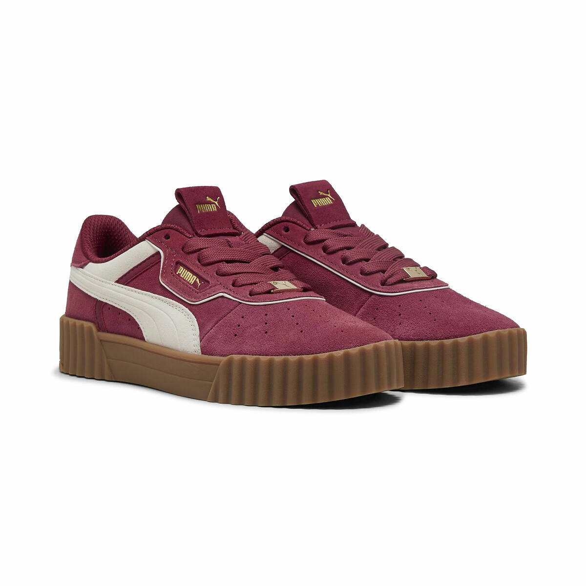 Puma Carina 3.0 Luxe Trainers In Suede Women's Dark Red/White Size 37 (4)