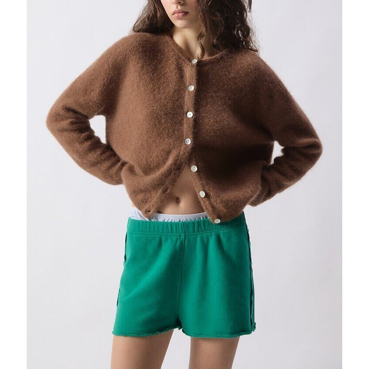 American Vintage Vitow Crew Neck Cardigan Women's Green Marl Medium