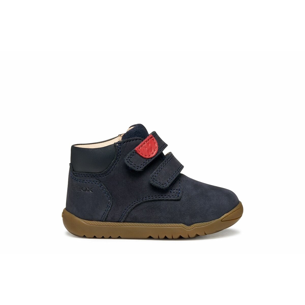 Geox Macchia First Steps Trainers In Leather With Touch 'N' Close Fastening Navy Blue Size 25 Kids