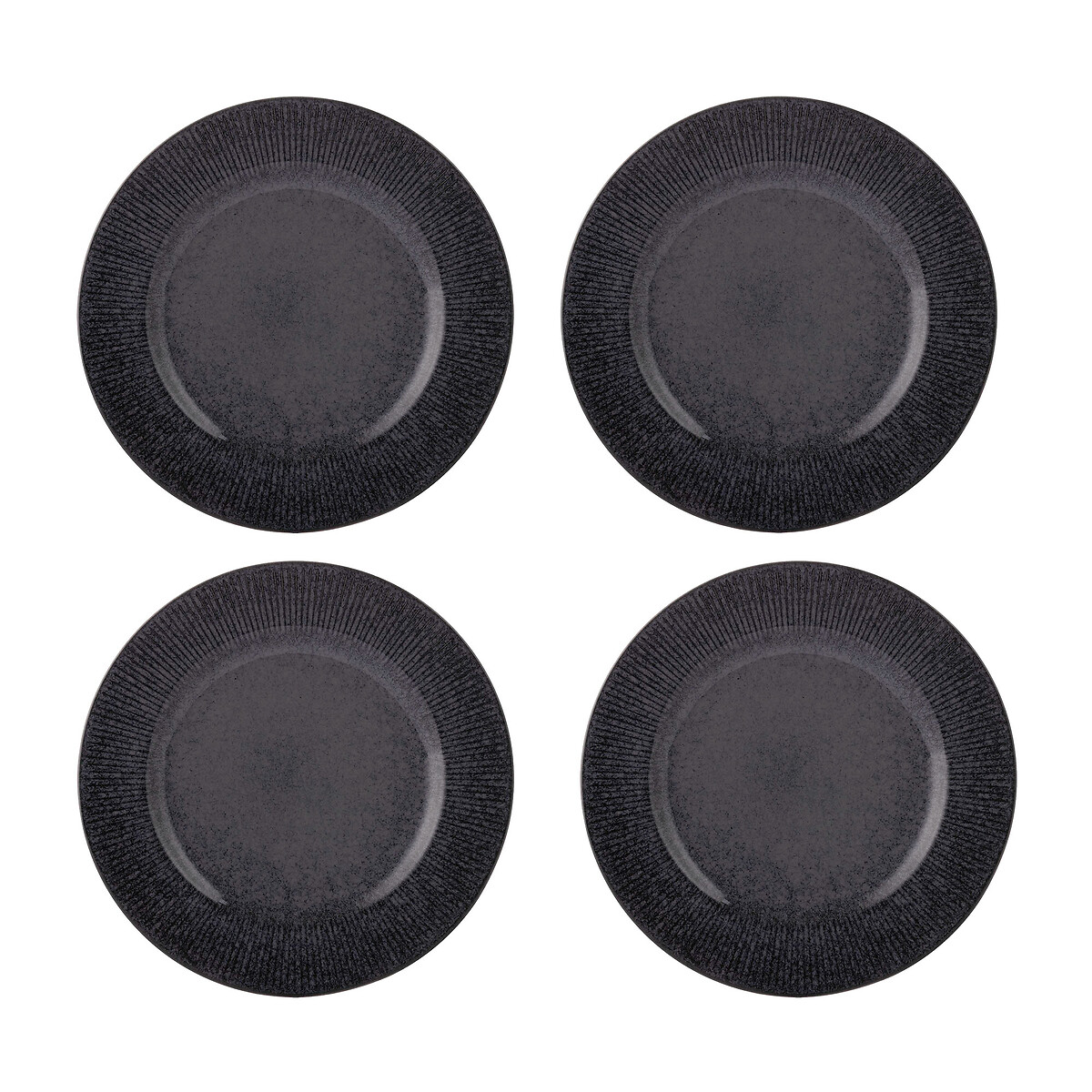 Mason Cash Set Of 4 Reactive Linear Dinner Plates Unisex Black