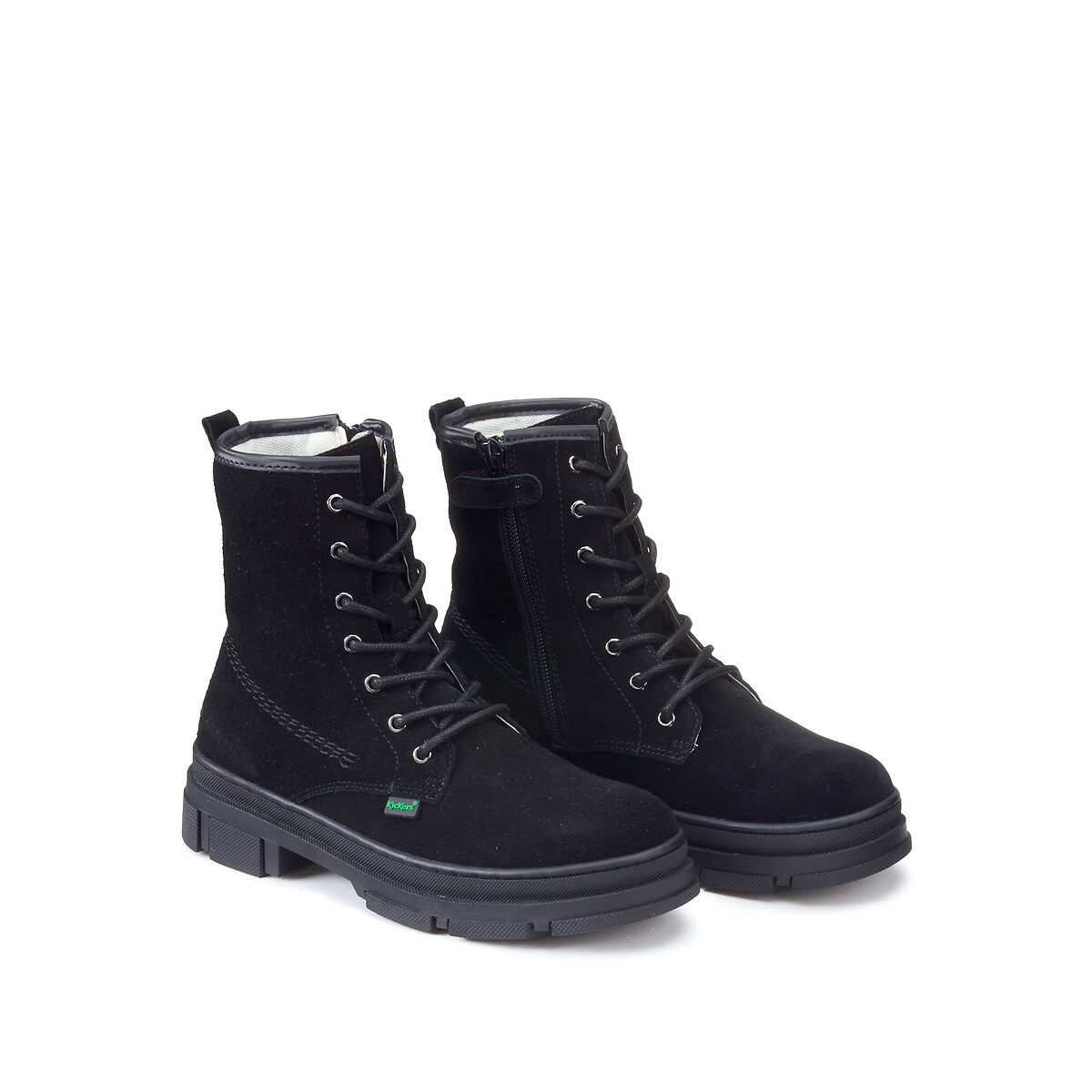 Kickers Stivaletti In Pelle Con Lacci Kick Goji Nero Bambina Taglie 33