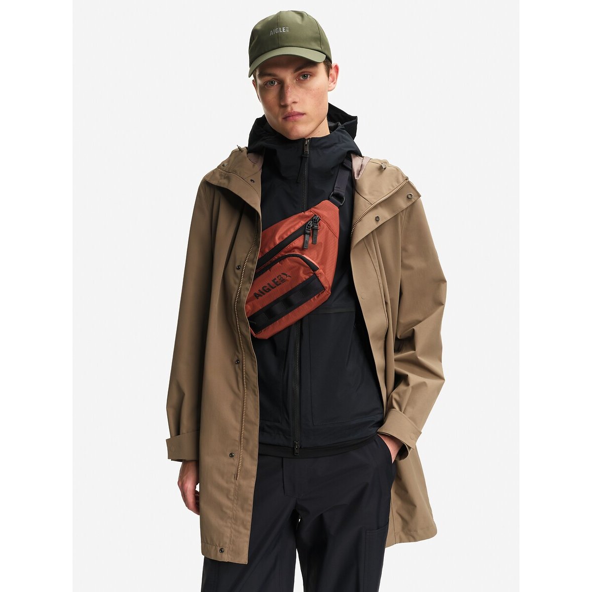 Aigle Mtd® 2-Layer Long Parka With Hood Men's Dark Beige Large