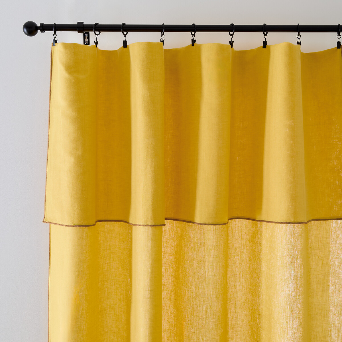 La Redoute Interieurs Warna Cotton/Linen Panel Unisex Mustard Size D280 X W135cm