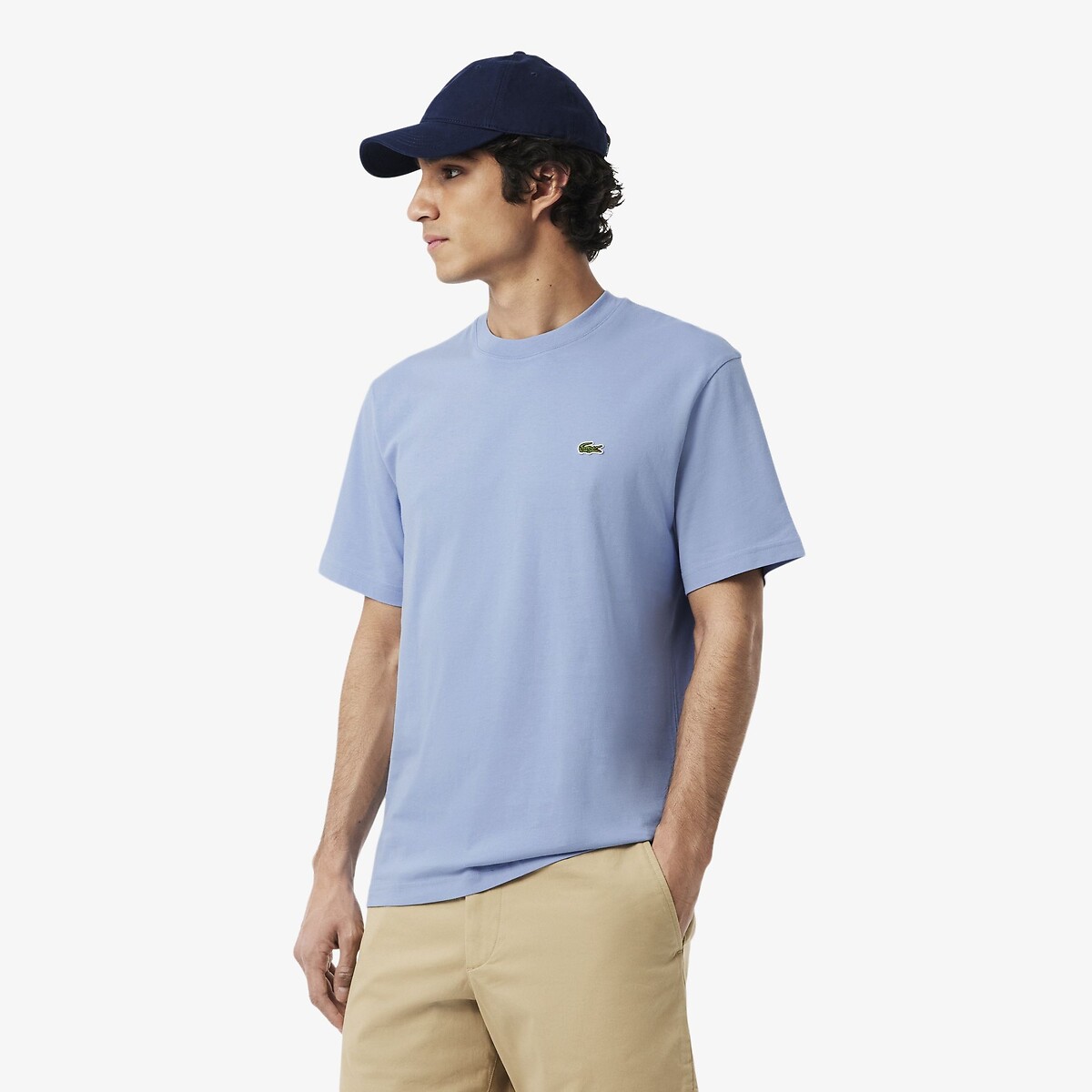 Lacoste Jersey Crew Neck T-Shirt Men's Plain Blue Small